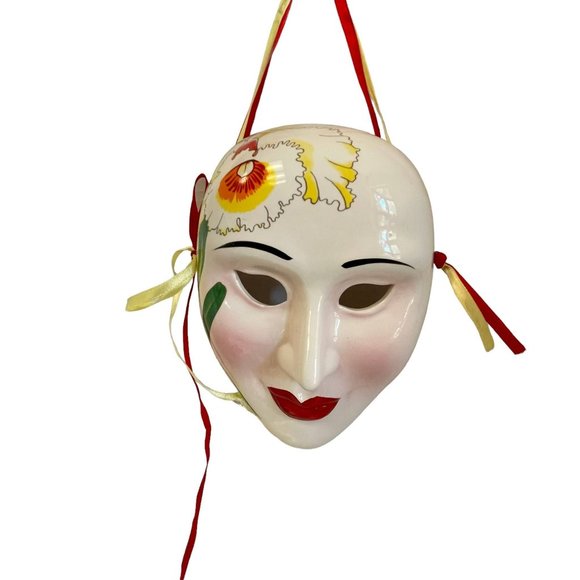 PARADIES COLLECTION Glossy Floral Mardi Gras Mask Venetian Masquerade 8" x 6" - Picture 2 of 7